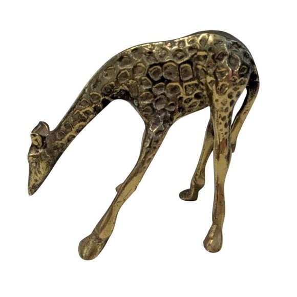 Vintage Brass Giraffe Figurine Baby Animal Statue 4.25" Tall Handcrafted Decorat - Picture 2 of 14